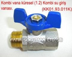 Kombi Su giriş Vanası . Küresel - Aç/Kapa 1/2 iç ve dış dişli ( KK01.96.272 ) kombi küresel vana