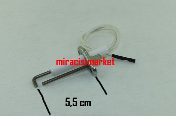 Baymak ateşleme elektrodu . ikili kısa L tipi kablolu ( KK01.97.596 ) (TR)  çeşitli marka ve modelere uyum sağlamaktadır.