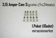 ﻿3,15 Amper cam sigorta . Küçük 1.Paket (10 adet)( 93180001410 ) 3,15 Amper 250Volt Sigorta . Fuses . Ebad Ölçüleri.(5x20mm)