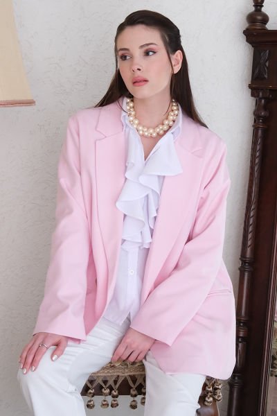 Soft Pembe Krep Blazer Ceket