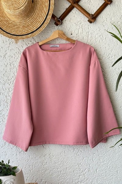 Pembe Krep Bluz