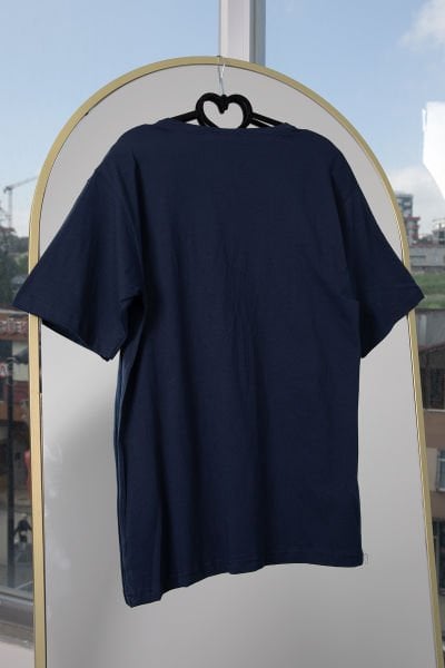 T-shirt Imprimé à Motifs Bleu Marine