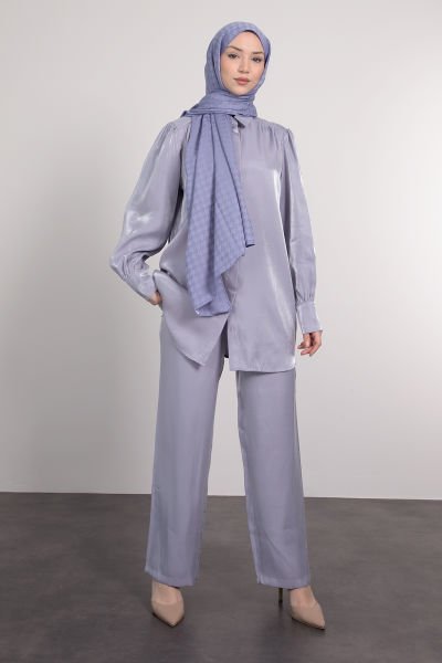 Shiny Comfortable Cut Hijab Suit Lilac