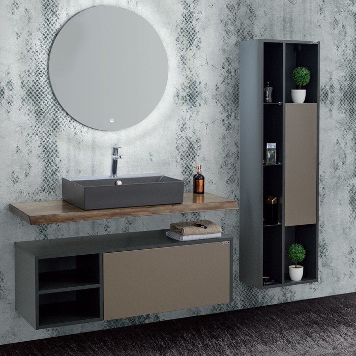 Lineart Timber 125 cm Banyo Dolabı + Ledli Ayna