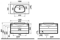 Vitra Frame 62300 Lavabo Dolabı 100Cm,Çift Çekmeceli, Tezgahüstü Lavabolu,Mat Soft Bej