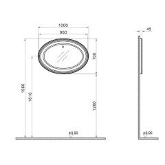 Vitra Valarte 65789 Neo Düz Ayna, 100 cm, Çelik Mavisi