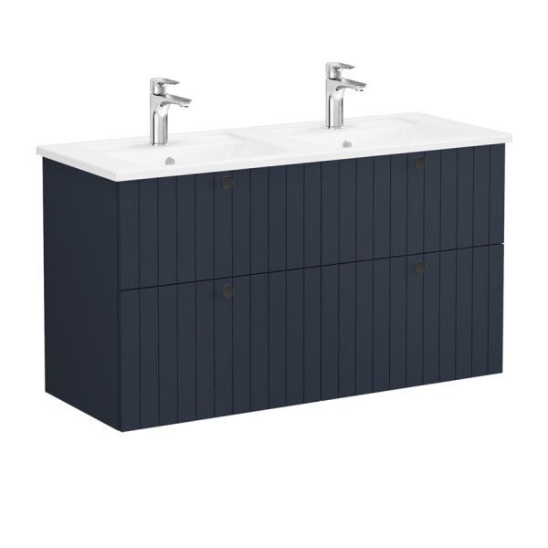 Vitra Root Groove 69518 Lavabo Dolabı, Dört Çekmeceli, 120 Cm, Mat Lacivert, Köşeli Lavabolu