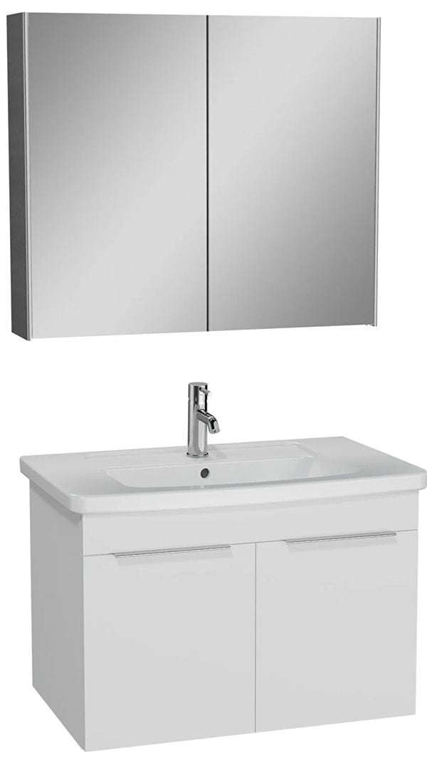 Vitra Quadrum 67099 Banyo Dolabı Seti 80 Cm,Kapaklı,Parlak Beyaz