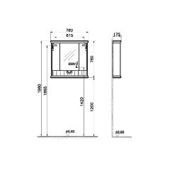 Vitra Valarte Neo 65793 Dolaplı Ayna 80 cm, Çelik Mavisi