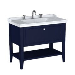 Vitra Valarte Neo 65780 Lavabo Dolabı 100 Cm, Çekmeceli, Etajerli Lavabolu, Üç Armatür Delikli, Çelik Mavisi