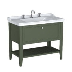 Vitra Valarte Neo 65819 Lavabo Dolabı 100 Cm, Çekmeceli, Etajerli Lavabolu, Üç Armatür Delikli, Retro Yeşil