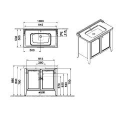 Vitra Valarte Neo 65767 Lavabo Dolabı 100 Cm, Kapaklı, Etajerli Lavabolu, Tek Armatür Delikli, Çelik Mavisi