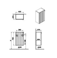 Vitra Root Groove 69140 Alt Ünite, 40 Cm, Dar, Mat Lacivert, Sol