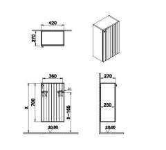 Vitra Root Groove 69144 Alt Ünite, 40 Cm, Dar, Mat Gri, Sağ