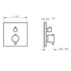 Artema Root Square A4335829 Ankastre Termostatik Duş Bataryası (V-Box Sıva Üstü Grubu) Bakır