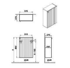 Vitra Root Groove 69160 Alt Ünite, 55 Cm, Dar, Mat Grafit, Sağ