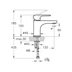 Artema Root Round A4270534 Lavabo Bataryası, Fırçalı Nikel