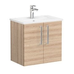 Vitra Root 66362 Lavabo Dolabı, Kapaklı, 60 Cm, Dar, Doğal Meşe, Köşeli Lavabolu