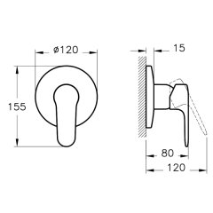 Artema Root Round A42728 Ankastre Duş Bataryası, Sıva Üstü, Krom