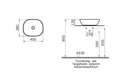 Vitra 7810B483-0016 Plural Kare Alçak Çanak Lavabo 45 Cm Mat Siyah