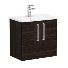 Vitra Root 66361 Lavabo Dolabı, Kapaklı, 60 Cm, Dar, Ceviz, Yuvarlak Lavabolu