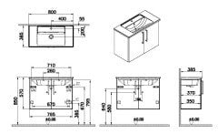 Vitra Root 66406 Lavabo Dolabı, Kapaklı, 80 Cm, Dar, Parlak İnci Grisi, Köşeli Lavabolu