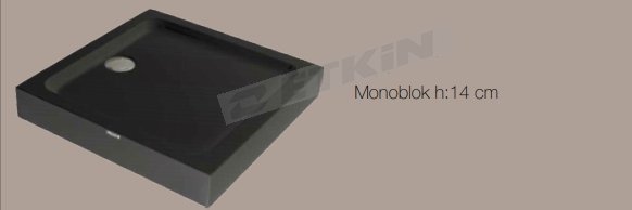 Duş Teknesi Siyah 100x90 Dikdörtgen Monoblok Sanacryl H.14 cm