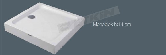 Duş Teknesi Beyaz 150x80 Dikdörtgen Monoblok Sanacryl H.14 cm