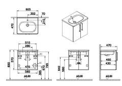 Vitra Root 66357 Lavabo Dolabı, Kapaklı, 60 cm, Parlak Sahra Beji, Yuvarlak Lavabolu