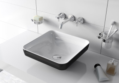 Vitra 4441b497-1747 Water Jewels Kare Çanak Lavabo 40 Cm Beyaz-Siyah