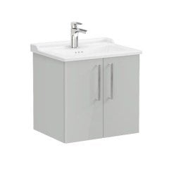 Vitra Root 68139 Lavabo Dolabı, Kapaklı, 60 cm, Parlak İnci Grisi, Klasik Lavabolu