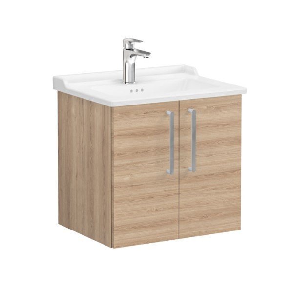 Vitra Root 68145 Lavabo Dolabı, Kapaklı, 60 cm, Doğal Meşe, Klasik Lavabolu