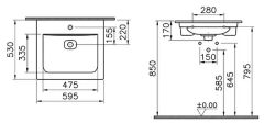 Vitra 7537B020-0001 Metropole Etajerli Lavabo 60 Cm M.Bej