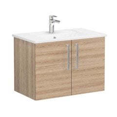 Vitra Root 66386 Lavabo Dolabı, Kapaklı, 80 cm, Doğal Meşe, Köşeli Lavabolu