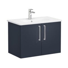 Vitra Root 68154 Lavabo Dolabı, Kapaklı, 80 cm, Mat Lacivert, Yuvarlak Lavabolu