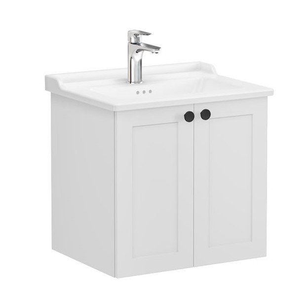 Vitra Root Classic 68702 Lavabo Dolabı, Kapaklı, 60 Cm, Mat Açık Gri, Klasik Lavabolu