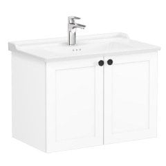 Vitra Root Classic 68722 Lavabo Dolabı, Kapaklı, 80 Cm, Mat Beyaz, Klasik Lavabolu