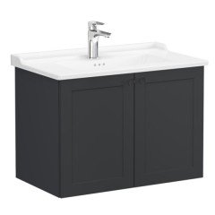 Vitra Root Classic 68726 Lavabo Dolabı, Kapaklı, 80 Cm, Mat Grafit, Klasik Lavabolu