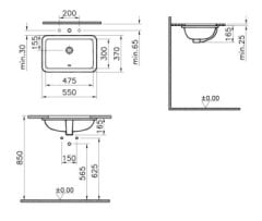 Vitra Nuo Dikdörtgen Tezgah Üstü Lavabo 50 Cm 7436b003-0016