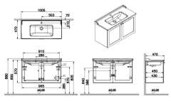 Vitra Root Classic 68743 Lavabo Dolabı, Kapaklı, 100 Cm, Mat Beyaz, Klasik Lavabolu