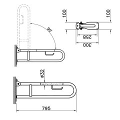 VitrA A44468 Katlanabilir Tutunma Barı Krom