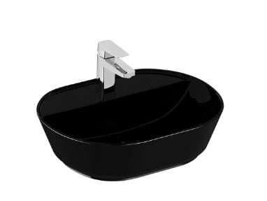 VitrA  GeoTezgah Üstü Çanak Lavabo 55 cm Parlak Siyah 7428B070-0041