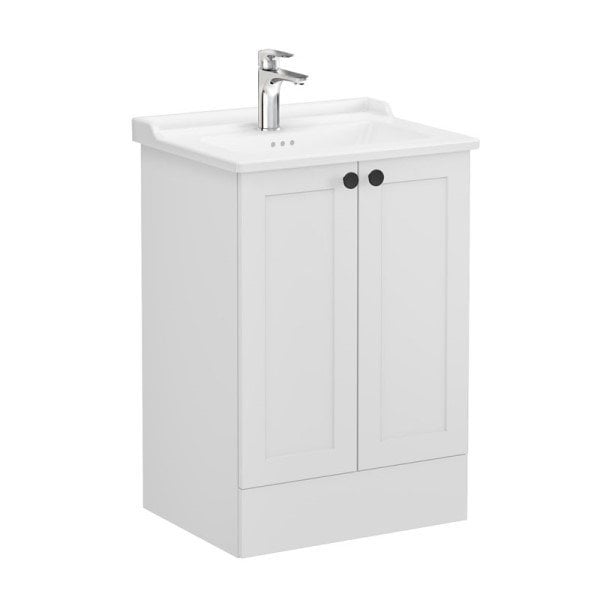 Vitra Root Classic 68765 Lavabo Dolabı, Kapaklı, 60 Cm, Yerden, Mat Açık Gri, Klasik Lavabolu