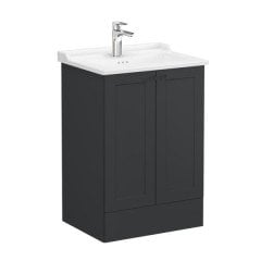 Vitra Root Classic 68768 Lavabo Dolabı, Kapaklı, 60 Cm, Yerden, Mat Grafit, Klasik Lavabolu