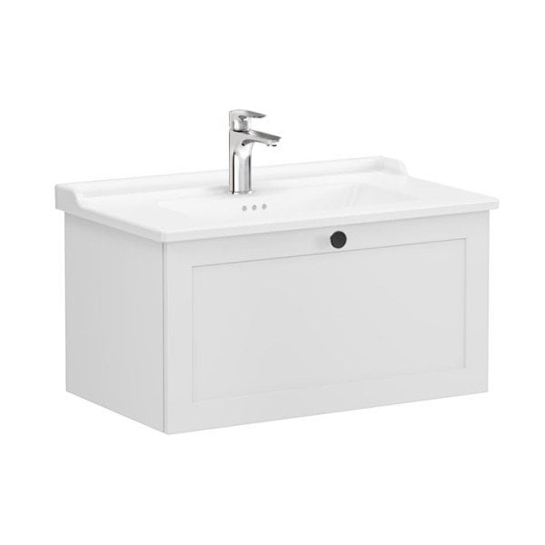 Vitra Root Classic 68807 Lavabo Dolabı, Tek Çekmeceli, 80 Cm, Mat Açık Gri, Klasik Lavabolu