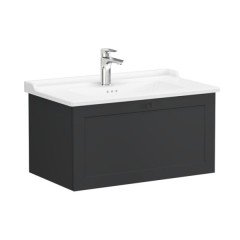 Vitra Root Classic 68810 Lavabo Dolabı, Tek Çekmeceli, 80 Cm, Mat Grafit, Klasik Lavabolu