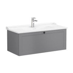 Vitra Root Classic 68829 Lavabo Dolabı, Tek Çekmeceli, 100 Cm, Mat Gri, Klasik Lavabolu