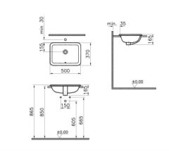 Vitra 5474b003-0642 S20 Tezgah Üstü Lavabo 50 Cm Parlak Beyaz