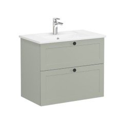 Vitra Root Classic 68861 Lavabo Dolabı, İki Çekmeceli, 80 Cm, Mat Retro Yeşil, Köşeli Lavabolu