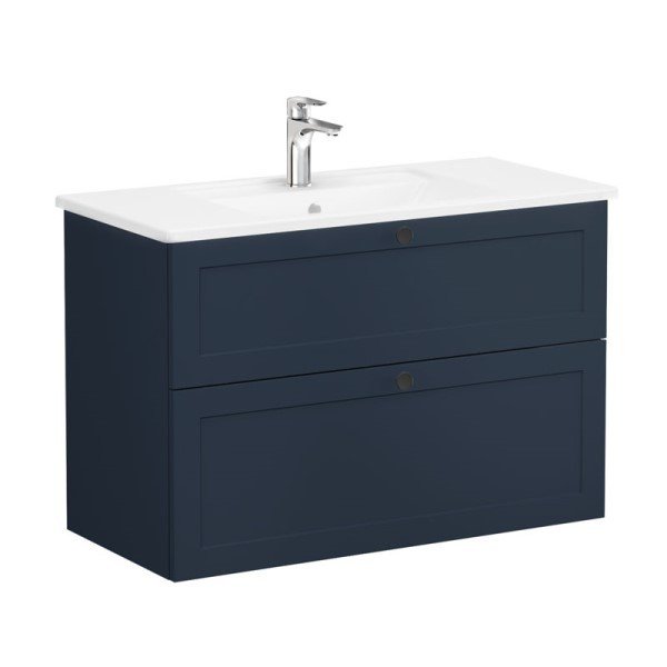 Vitra Root Classic 68881 Lavabo Dolabı, İki Çekmeceli, 100 Cm, Mat Lacivert, Köşeli Lavabolu